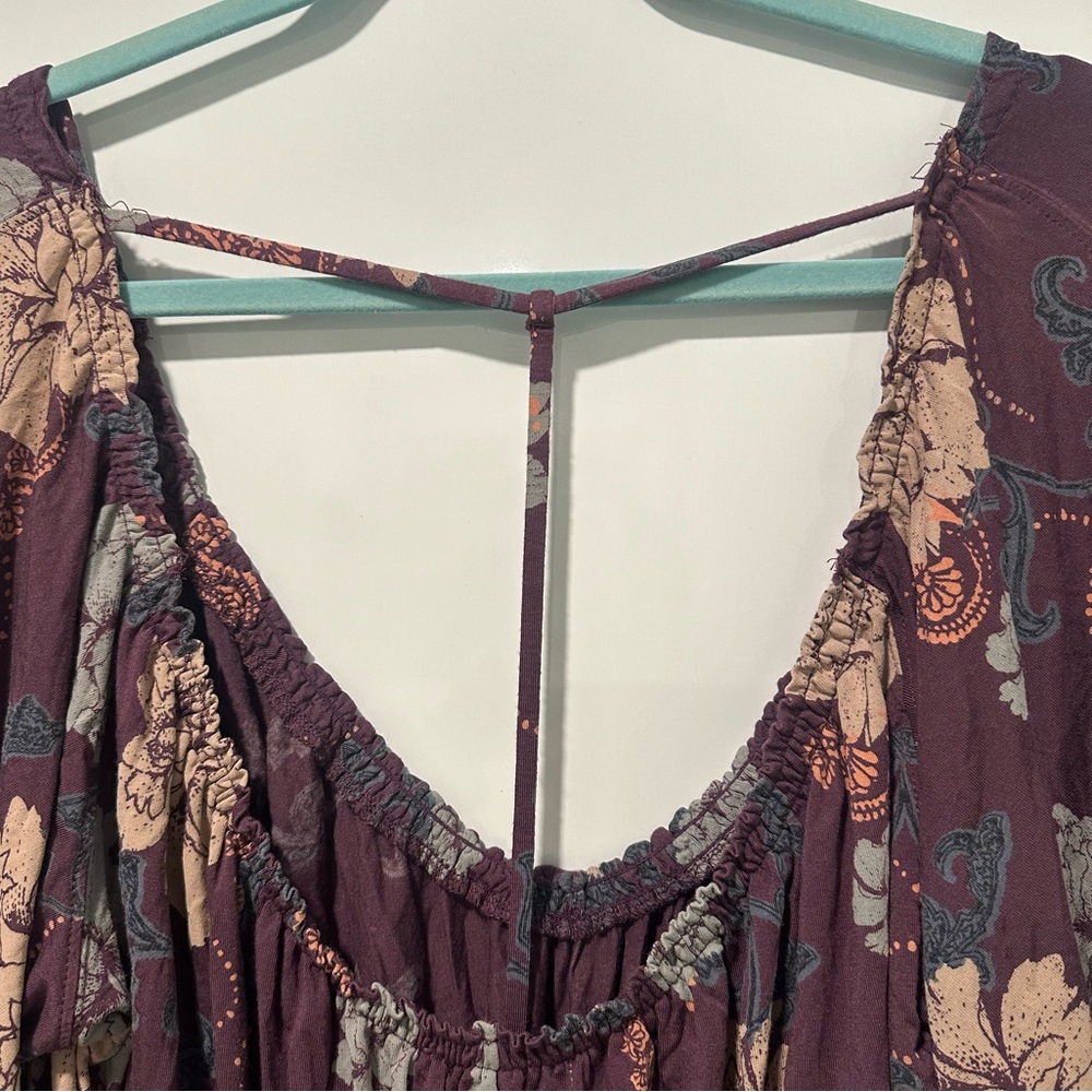 Free People Plum Glenside Peasant Bell Sleeves Top Size Large - MRSP: $88 - Picture 6 of 9